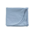 A light Blue baby swaddle wrap on a white background. 