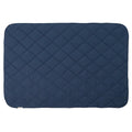 A Navy Quilted blanket on a white background. 