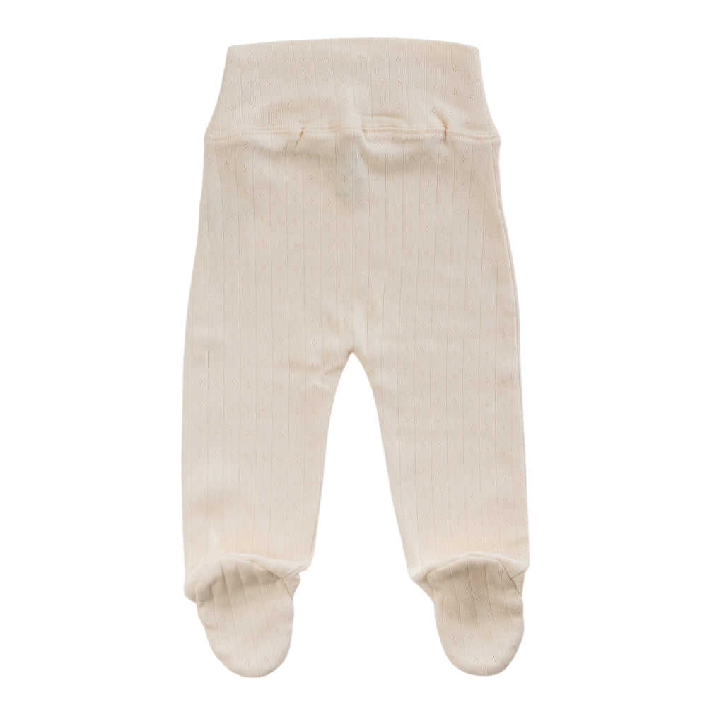 Cotton Pointelle Footed Pants - Babyccino