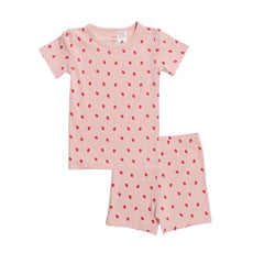 Organic Cotton Short Sleeve Pyjamas - Blush Strawberries