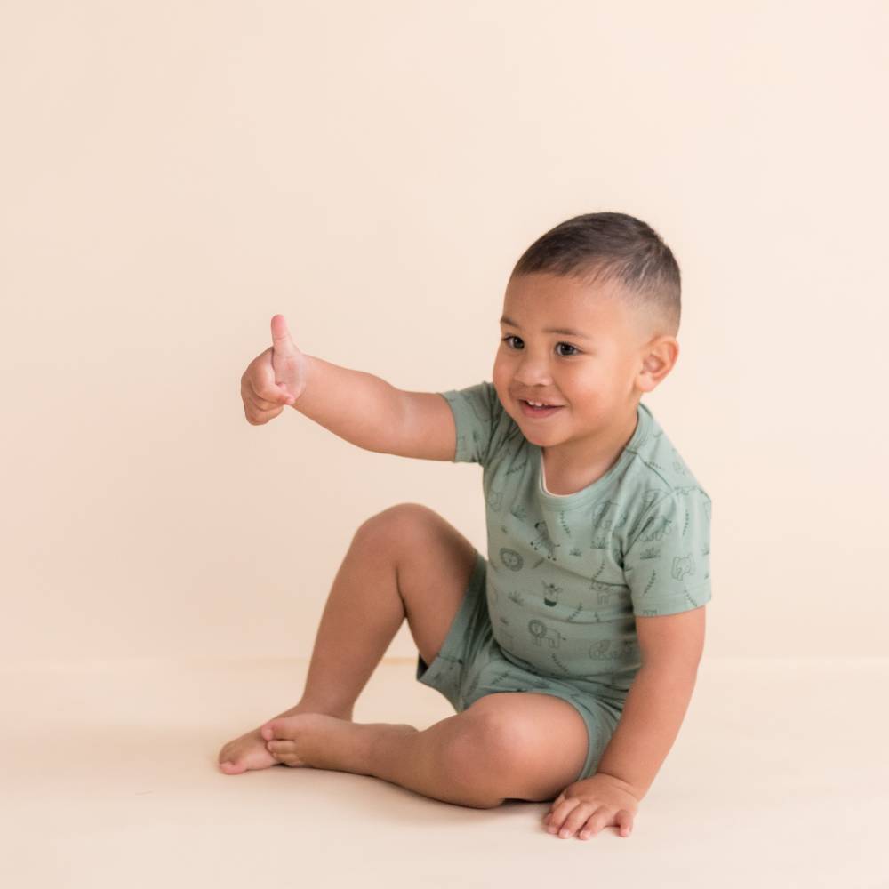 Organic Cotton Short Sleeve Pyjamas - Fern Safari