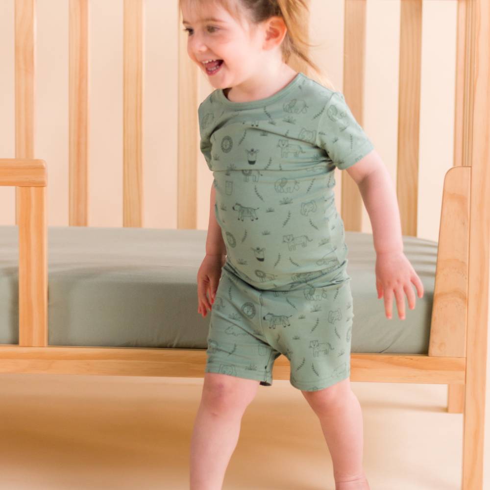 Organic Cotton Short Sleeve Pyjamas - Fern Safari