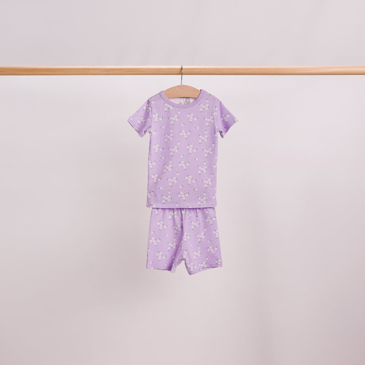 Hanging shot of Summer PJs in Lilac Daisy. 