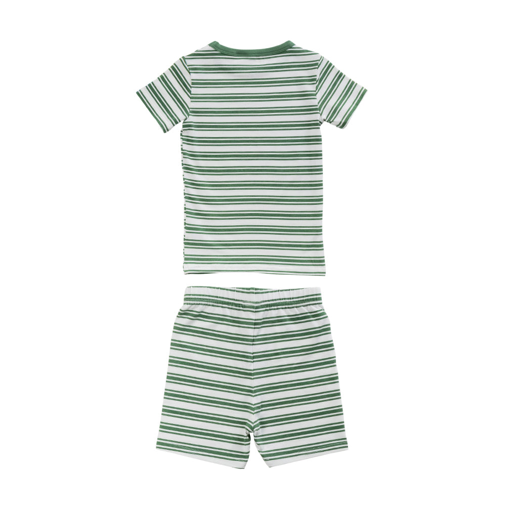 Organic Cotton Short Sleeve Pyjamas - Pine Stripe
