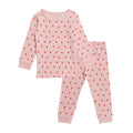 Cotton Pyjama set in Pink Strawberries print on a white background