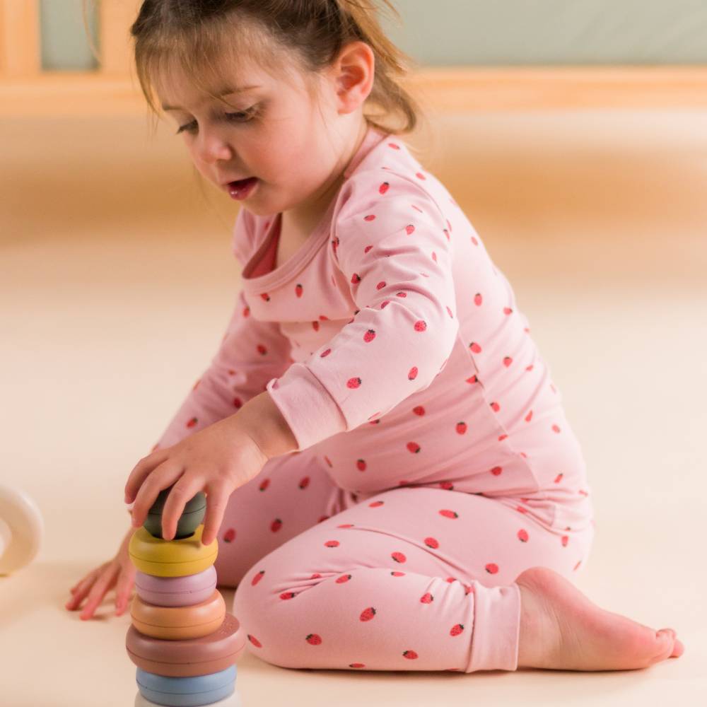 Organic Cotton Long Sleeve Pyjamas - Blush Strawberries