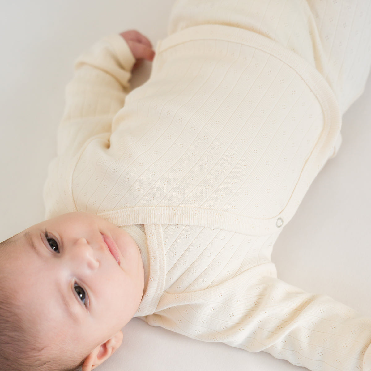 Cotton Pointelle Kimono Cardigan - Babyccino