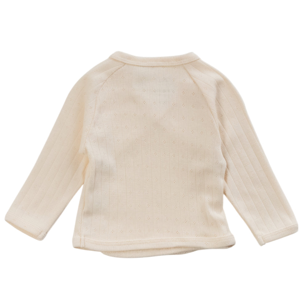 Cotton Pointelle Kimono Cardigan - Babyccino