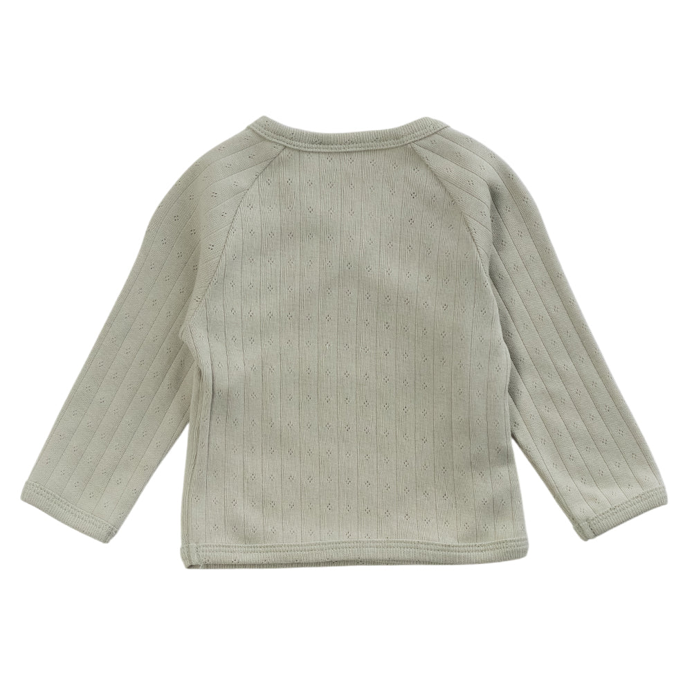 Cotton Pointelle Kimono Cardigan - Soft Sage