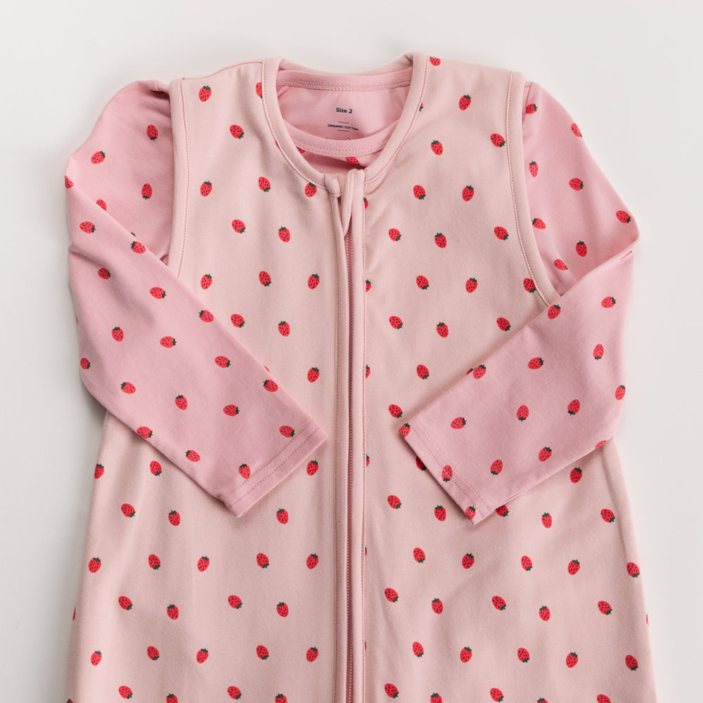 Organic Cotton Long Sleeve Pyjamas - Blush Strawberries
