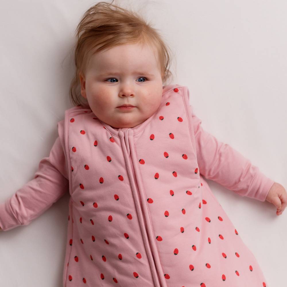 3.0 tog Organic Cotton Sleeping Bag - Blush Strawberries