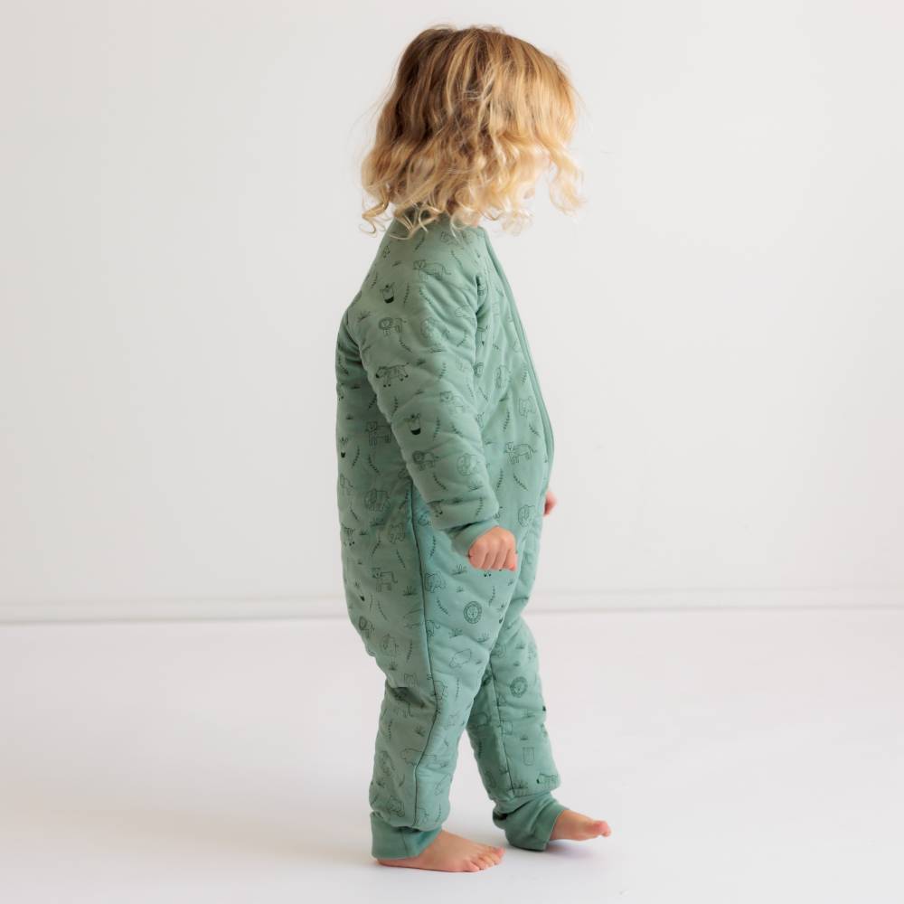 3.0 tog Organic Cotton Sleeved Sleep Suit - Blue Whales