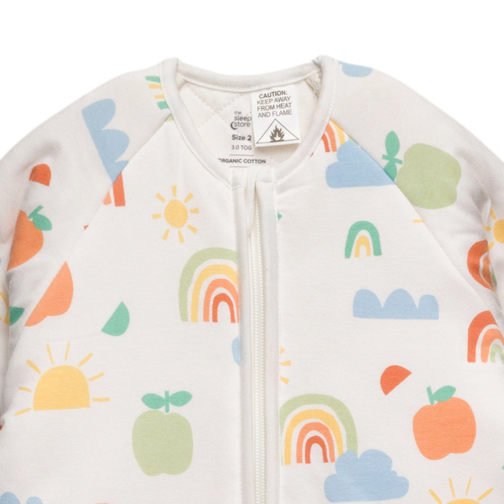 3.0 tog Organic Cotton Sleeved Sleep Suit - Sunny Days