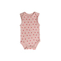 Blush Strawberries print cotton singletsuit on a white background