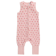 0.2 tog Organic Cotton Sleeping Suit - Blush Strawberries