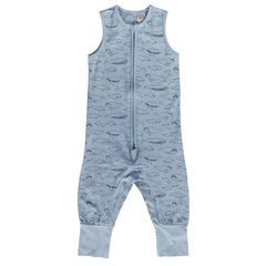 0.2 tog Organic Cotton Sleeping Suit - Blue Whales