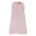 A baby swaddle bag in a light pink colour, on a white background. 