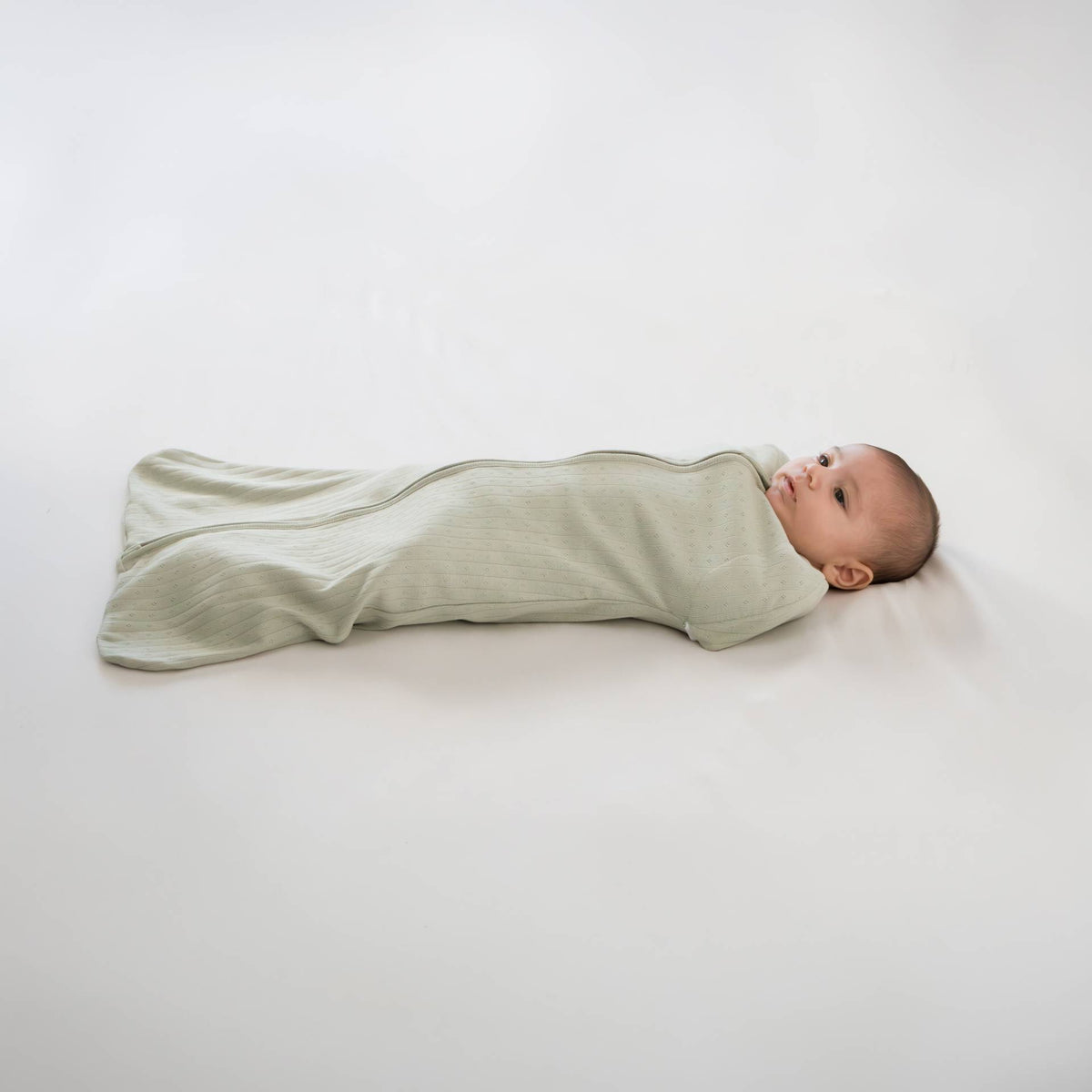Cotton Pointelle Swaddle Bag - Soft Sage