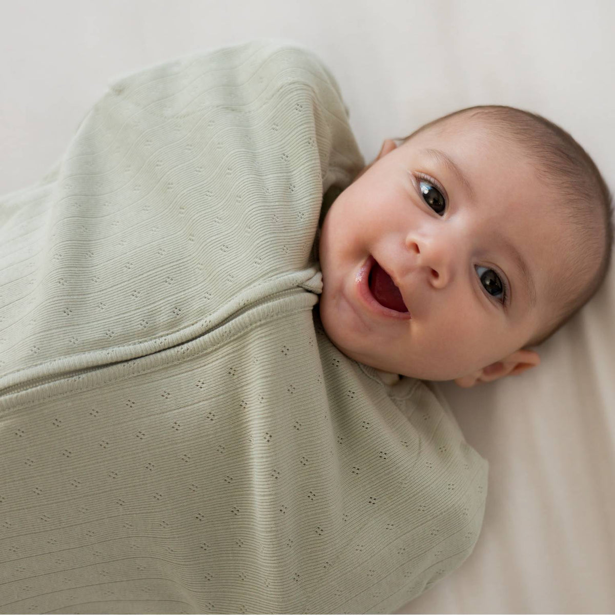 Cotton Pointelle Swaddle Bag - Soft Sage