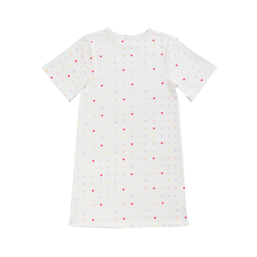 Organic Cotton Summer T-Shirt Nightie - Mini Hearts