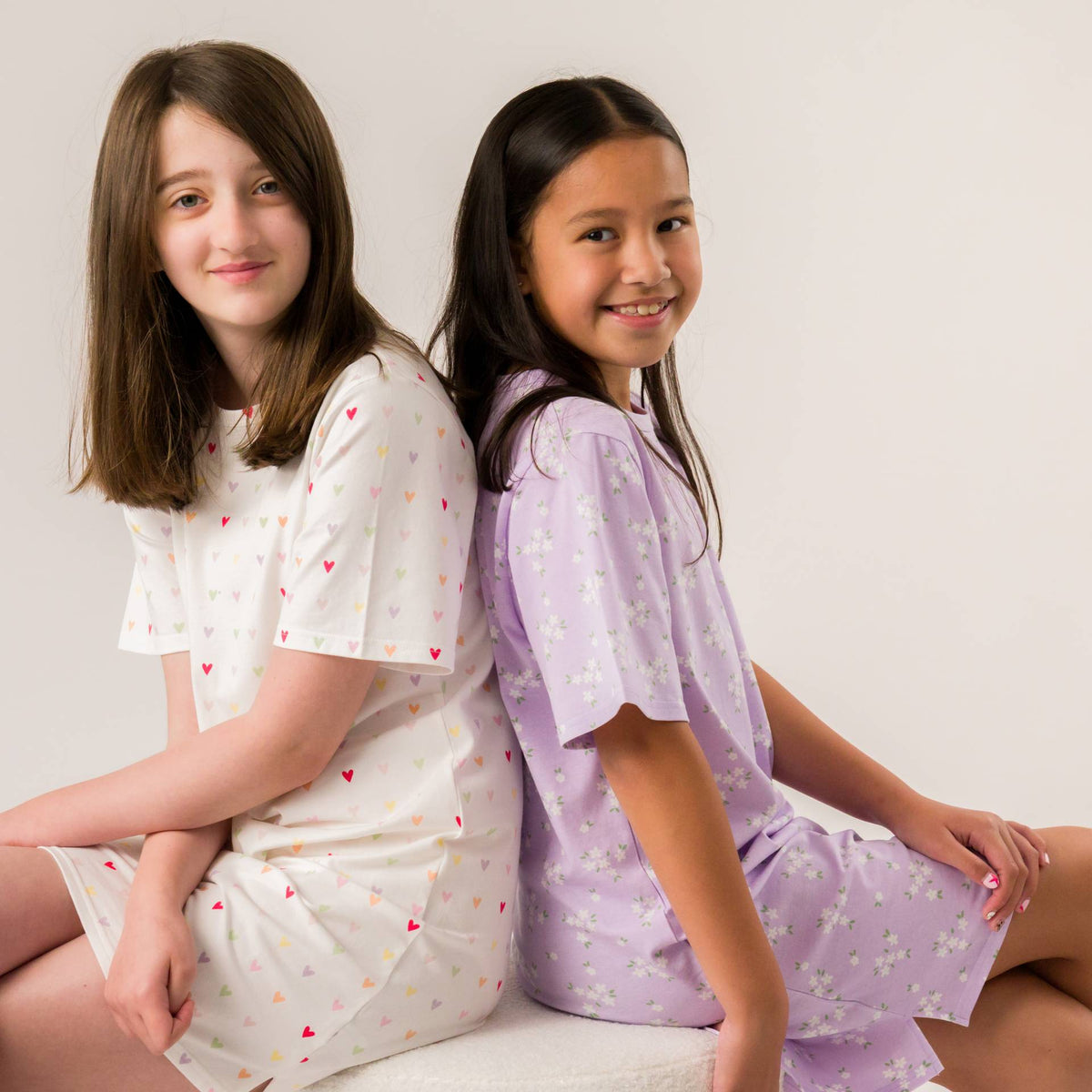 Organic Cotton Summer T-Shirt Nightie - Mini Hearts