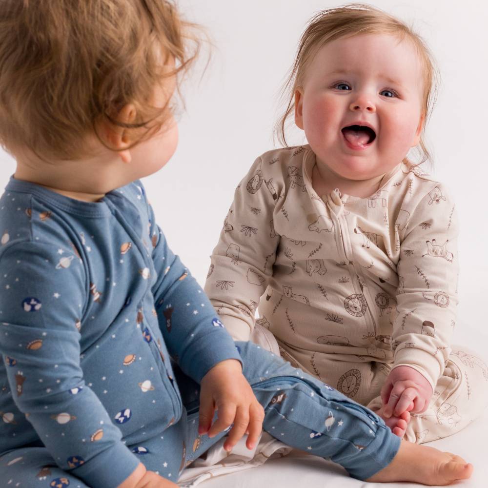 Organic Cotton Zipsuit - Latte Safari