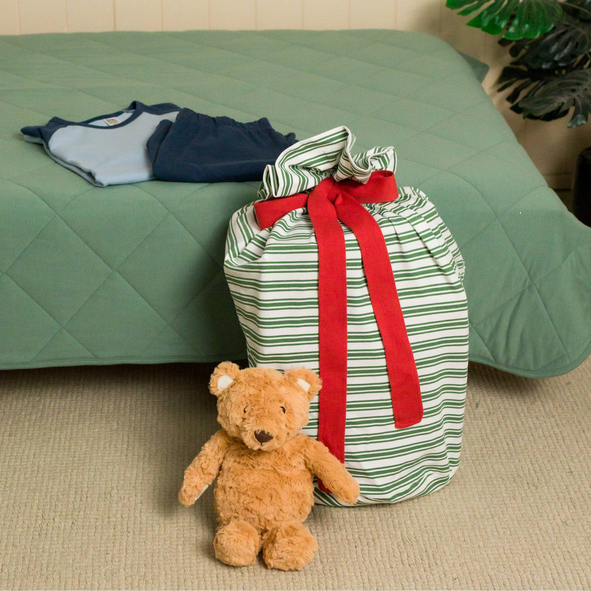 Christmas Santa Sack - Pine Stripe