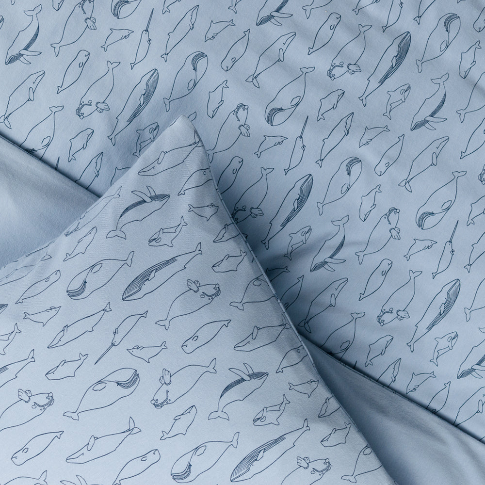 Organic Cotton Pillowcase - Blue Whales
