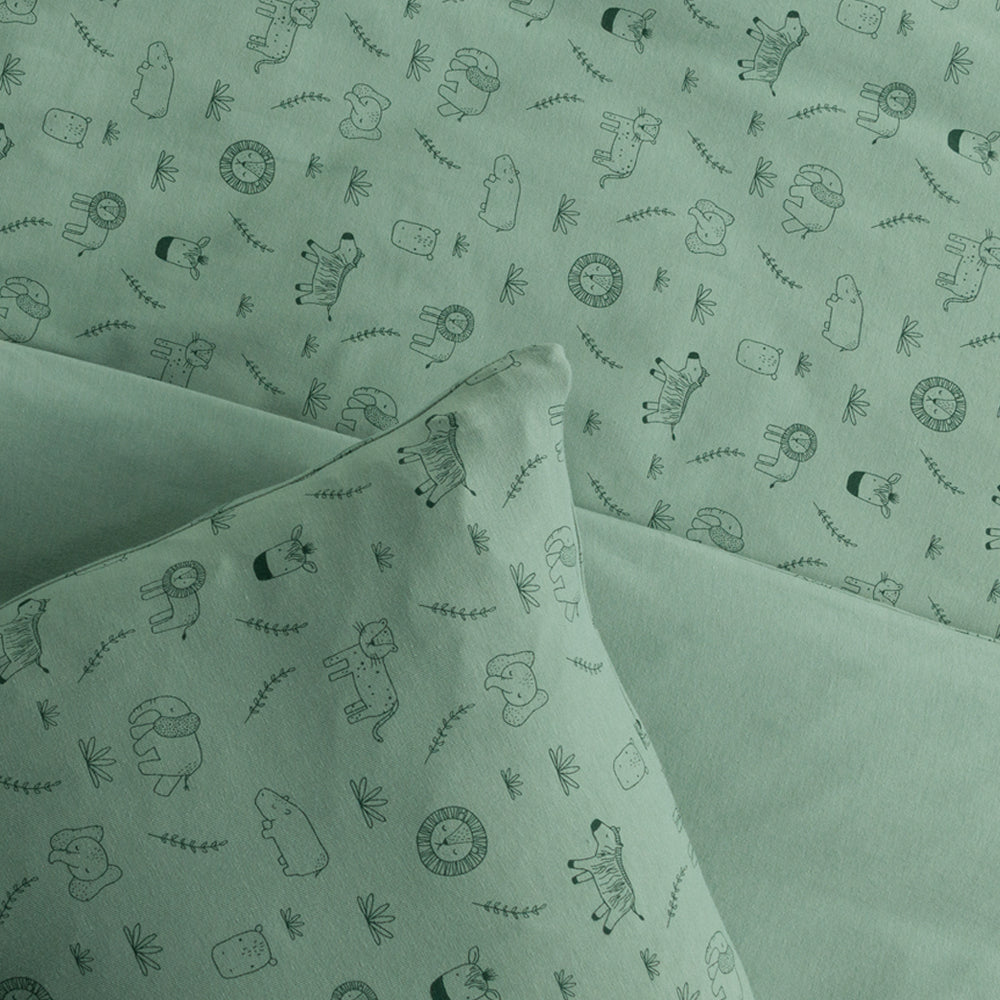 Organic Cotton Pillowcase - Fern Safari