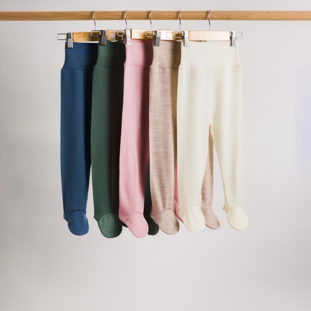 Merino Jersey Footed Pants - Oat
