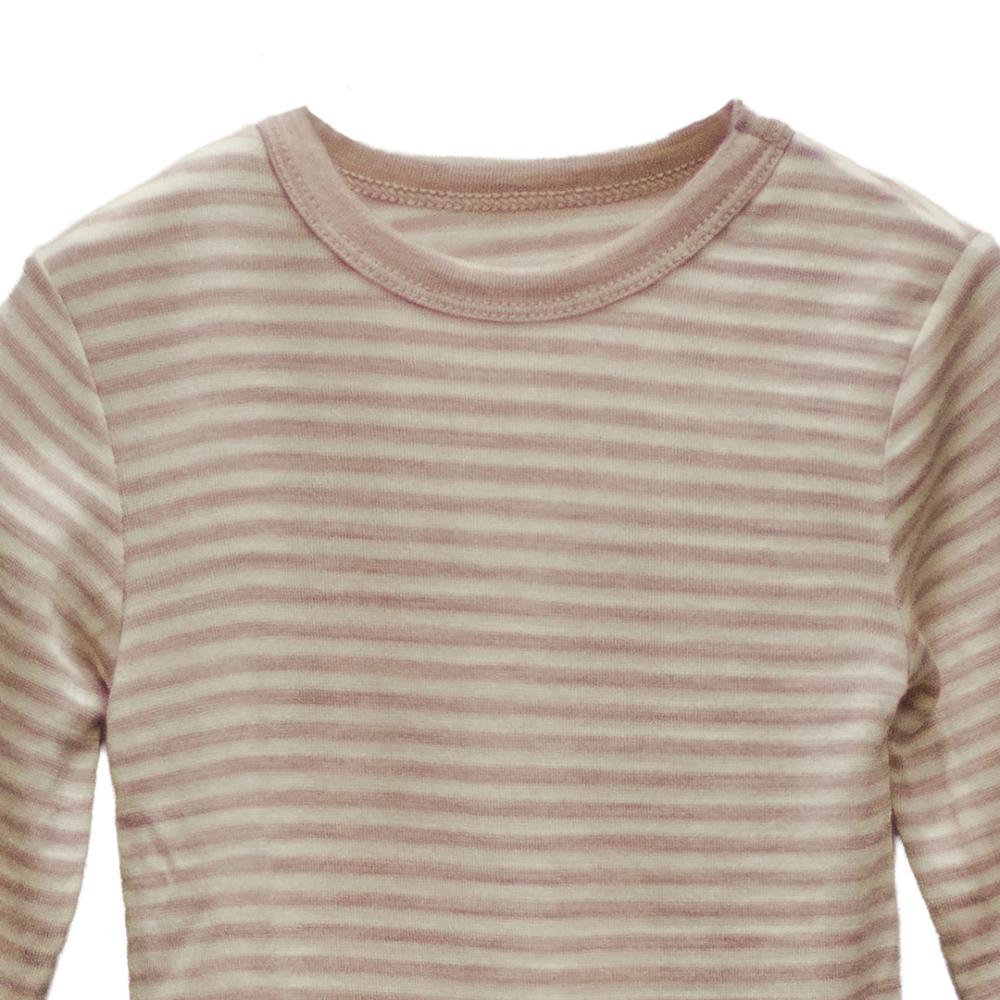 Merino Jersey Long Sleeve Bodysuit - Oat Stripe
