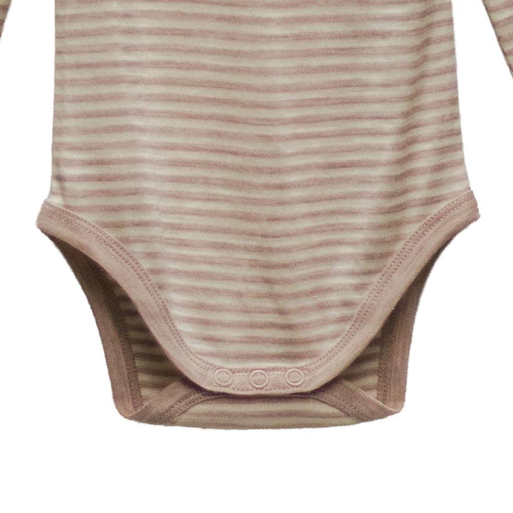 Merino Jersey Long Sleeve Bodysuit - Oat Stripe