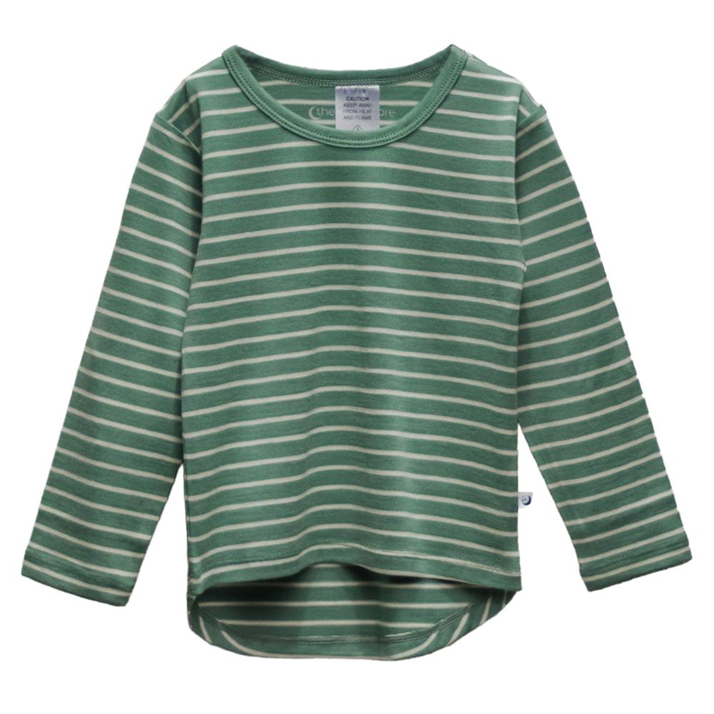 The sleep store merino striped long-sleeve shirt on a white background