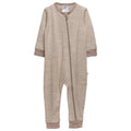 The Sleep Store Jersey Merino striped baby onesie zipsuit on a white background
