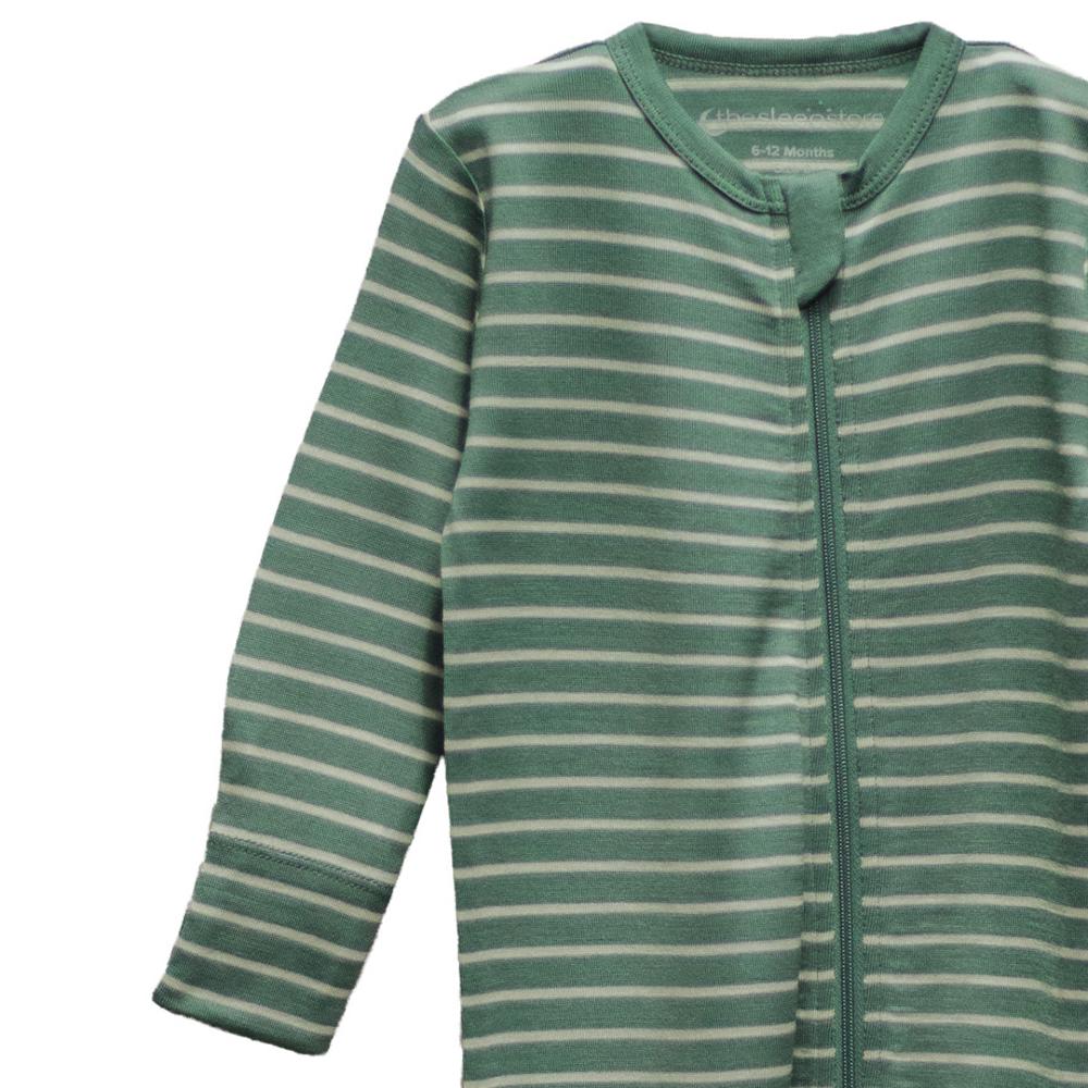 Striped merino onesie with zipper