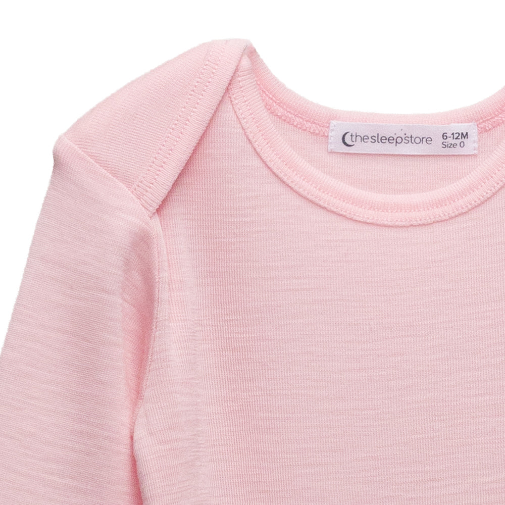 Merino Deluxe Rib Long Sleeve Bodysuit - Blush