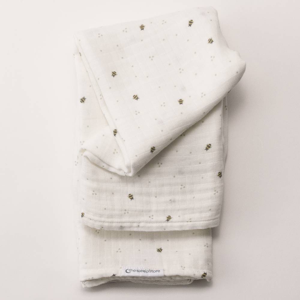 Deluxe Muslin Swaddle - Natural Bee