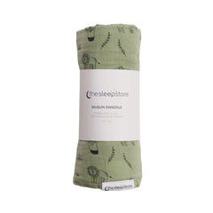 Deluxe Muslin Swaddle - Sage Safari