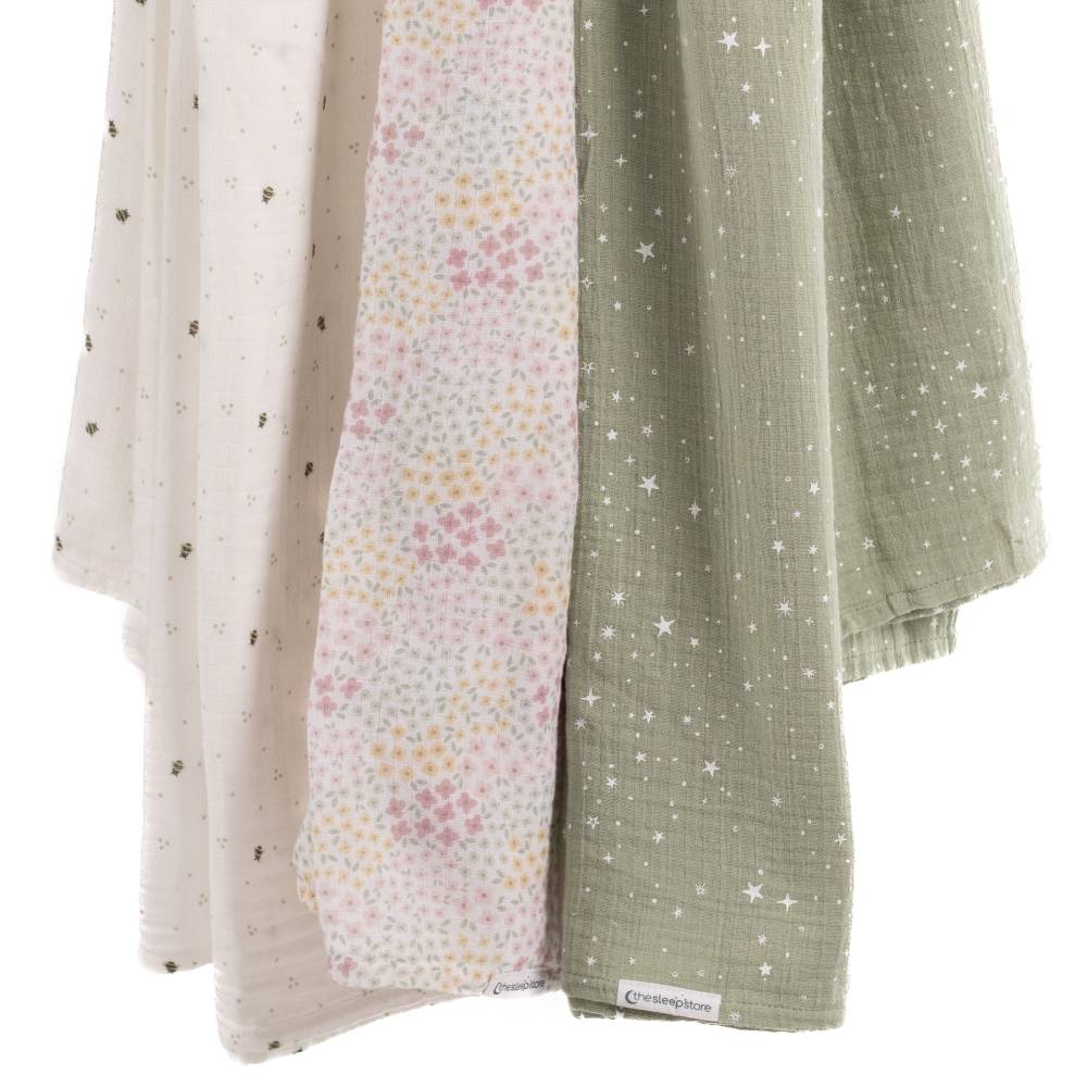 Deluxe Muslin Swaddle - Sage Stars