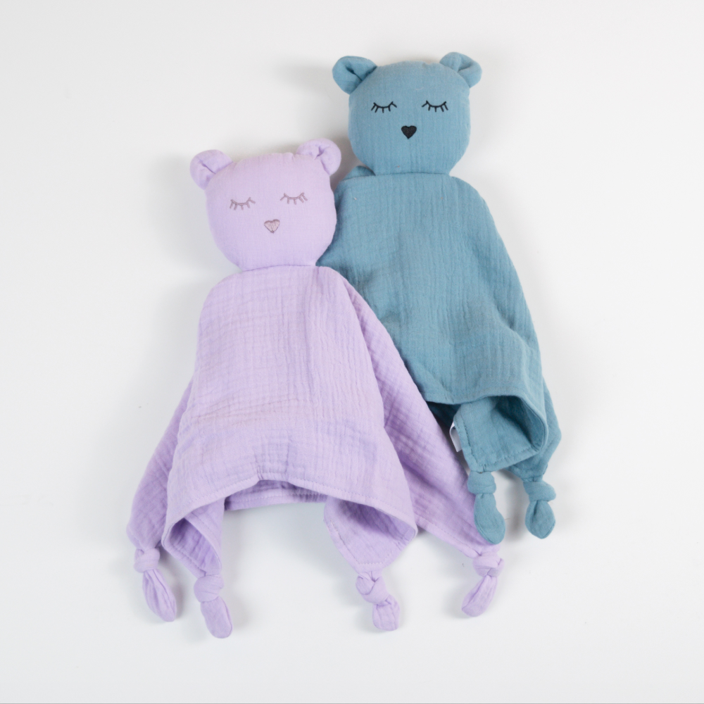 Sleepy Bear Muslin Comforter - Ocean