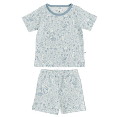Premium Organic Cotton Short Sleeve Pyjamas - Blue Woodland