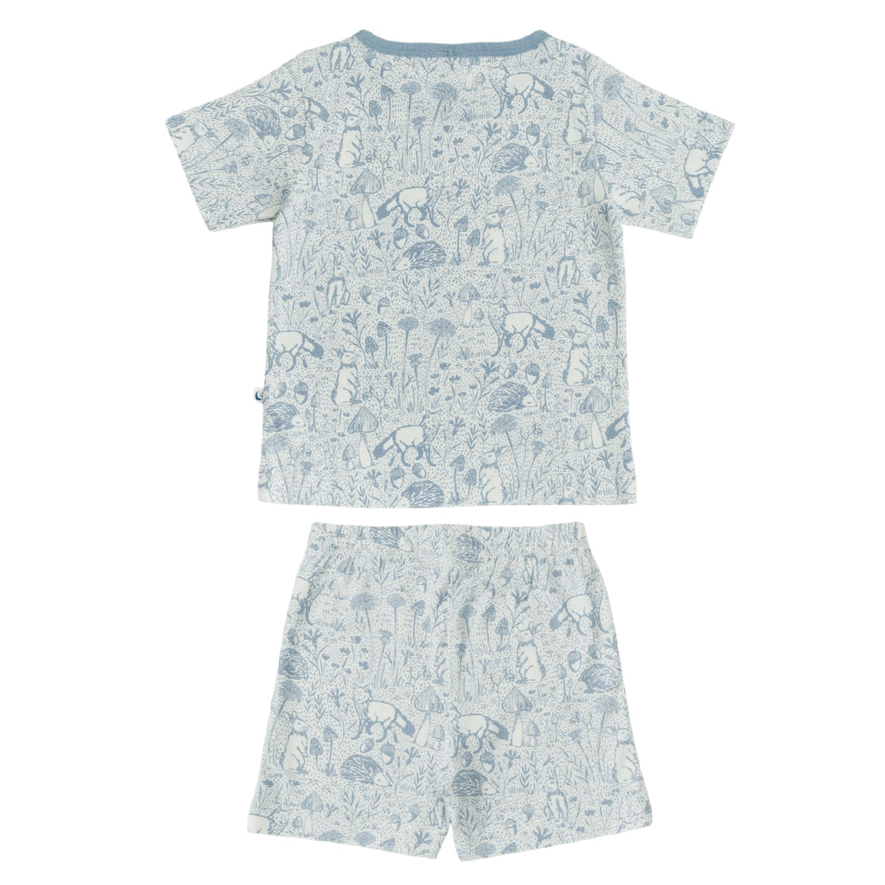 Premium Organic Cotton Short Sleeve Pyjamas - Blue Woodland