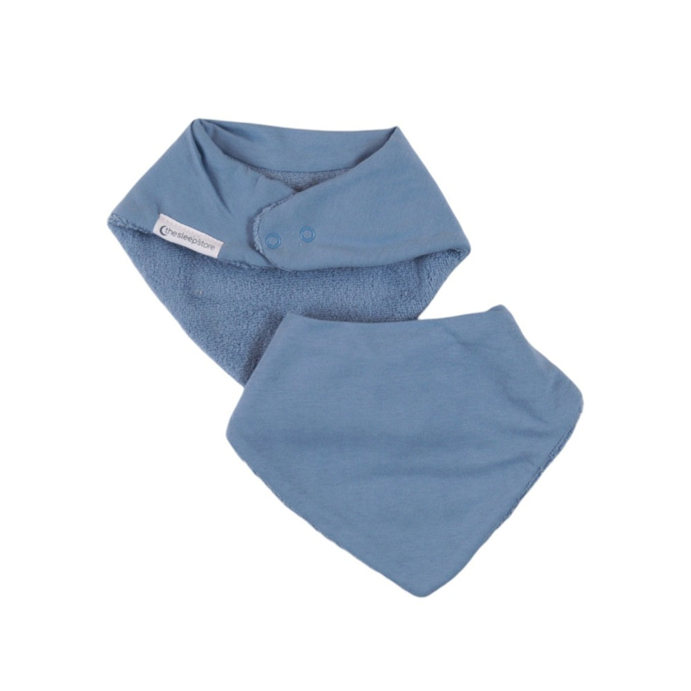 Blue bandana baby bib set on a white background