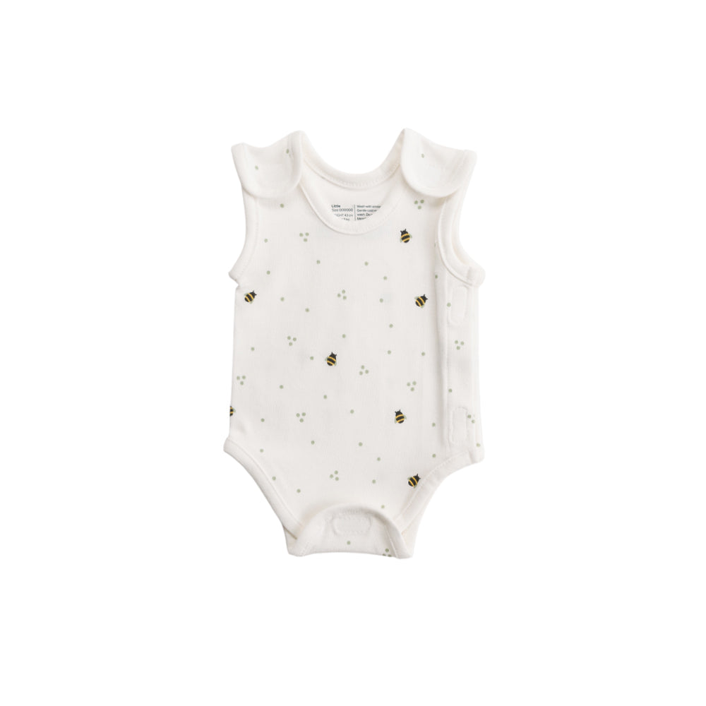 Cream Bee Print Singletsuit on a white background
