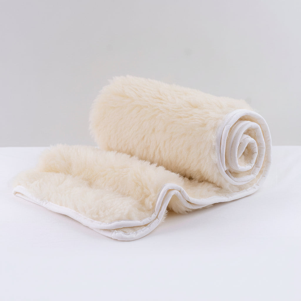 Wool Duvet inner rolled on a white background