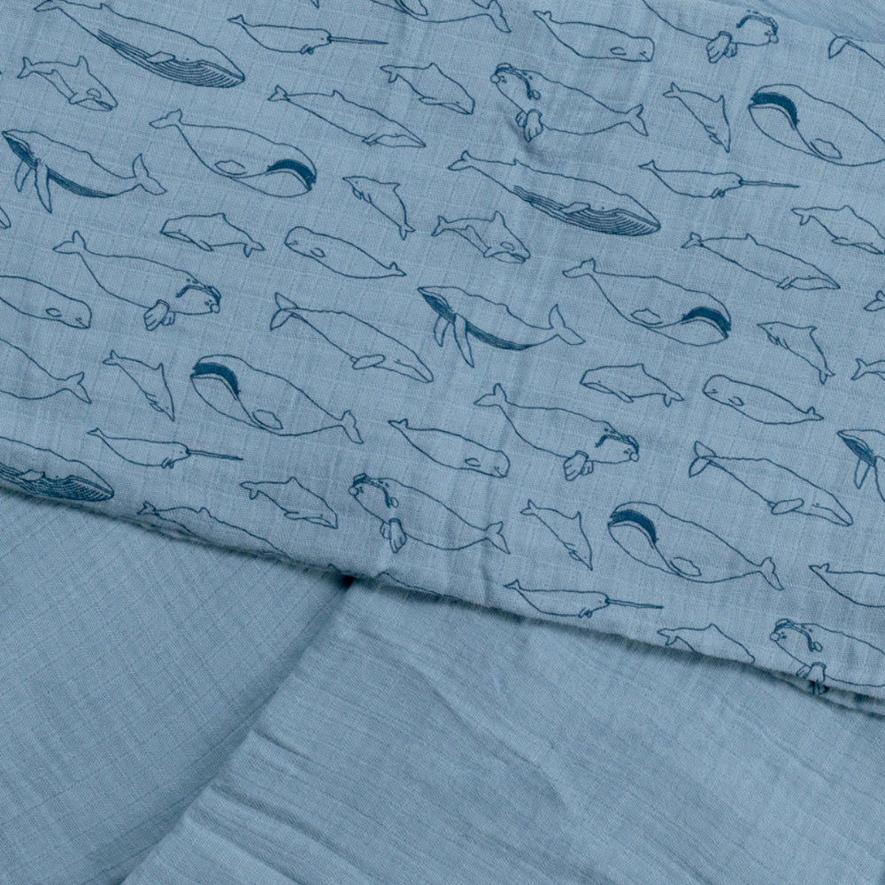Deluxe Muslin Swaddle 2pk - Blue & Blue Whales