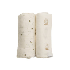 Deluxe Muslin Swaddle 2pk - Oat Owls & Natural Bees