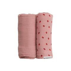 Deluxe Muslin Swaddle 2pk - Pink & Pink Strawberries