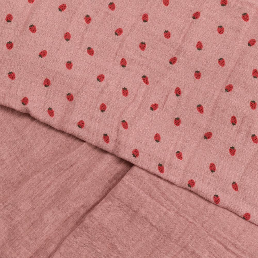 Deluxe Muslin Swaddle - Pink Strawberries