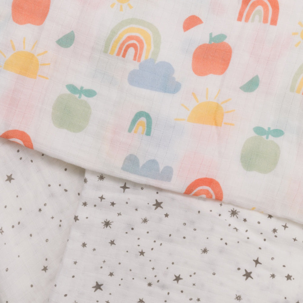 Deluxe Muslin Swaddle 2pk - White Stars & Sunny Days